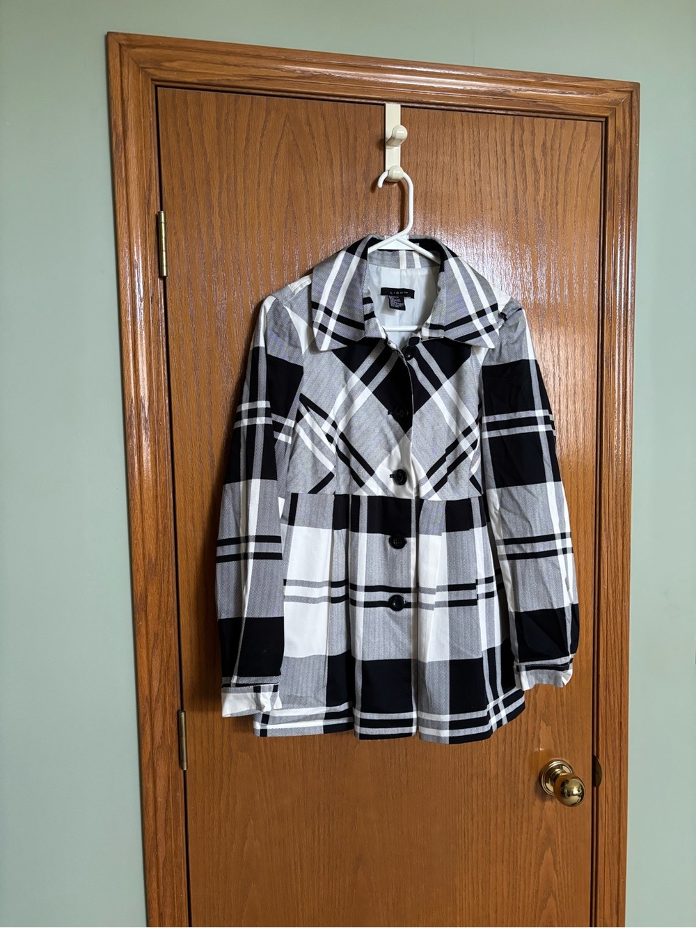 Apt. 9 Black & White Plaid Peacoat